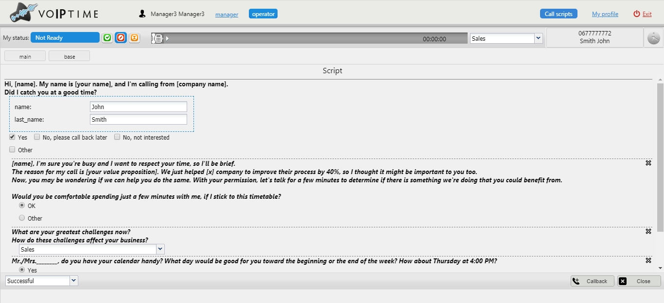 screenshot of Voiptime Cloud
